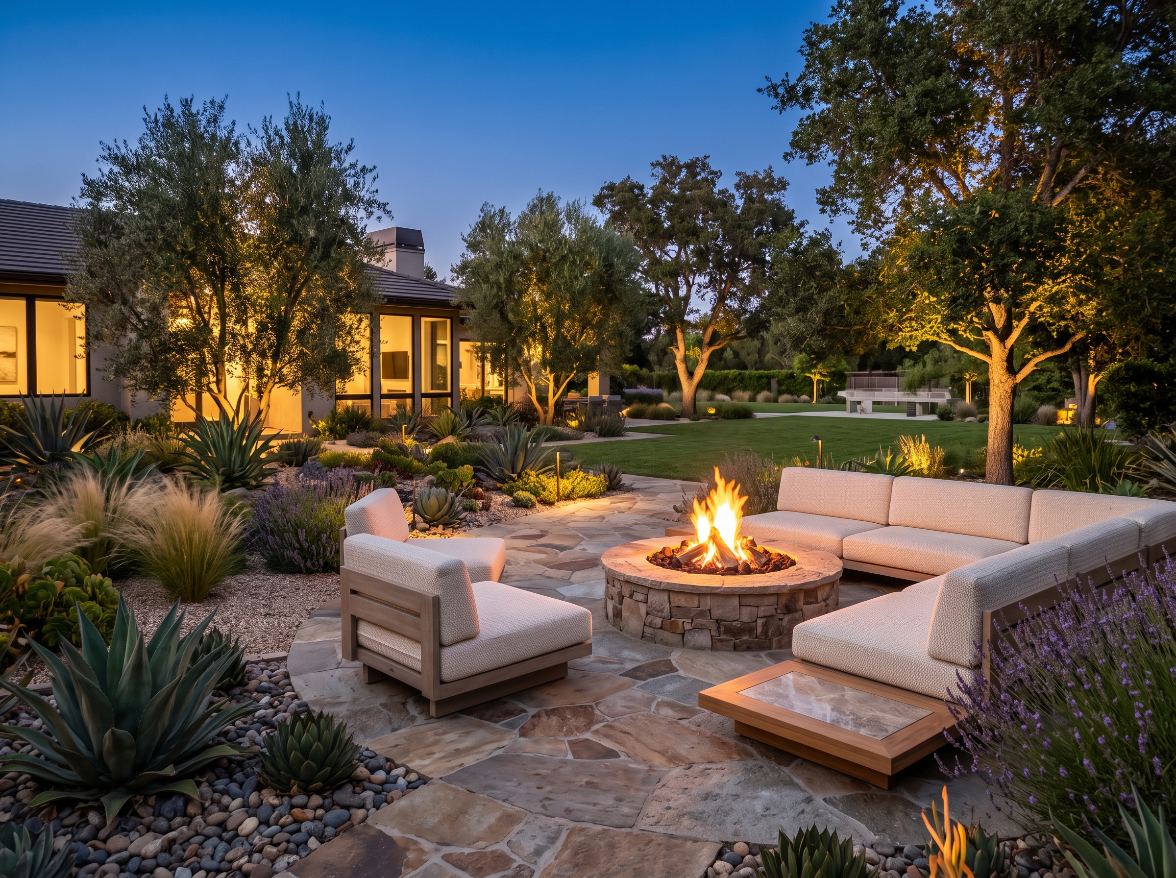 Stone patio with fire pit